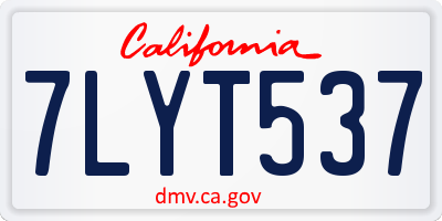 CA license plate 7LYT537