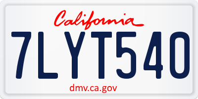 CA license plate 7LYT540