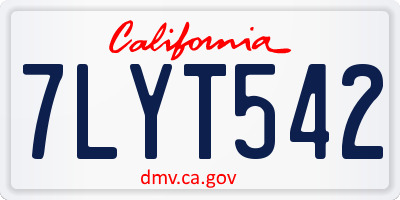 CA license plate 7LYT542