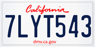 CA license plate 7LYT543