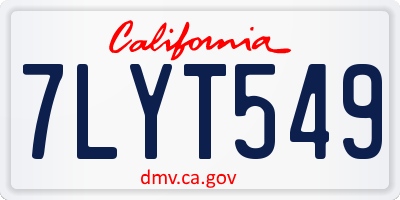 CA license plate 7LYT549