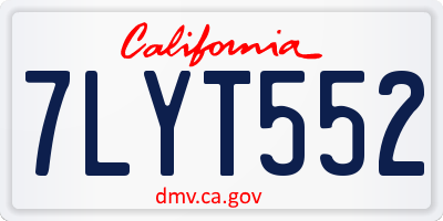 CA license plate 7LYT552