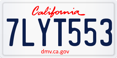 CA license plate 7LYT553