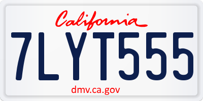 CA license plate 7LYT555