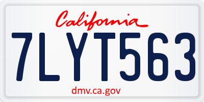CA license plate 7LYT563