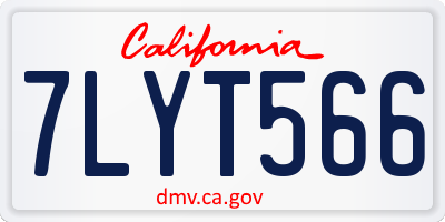 CA license plate 7LYT566