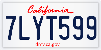 CA license plate 7LYT599
