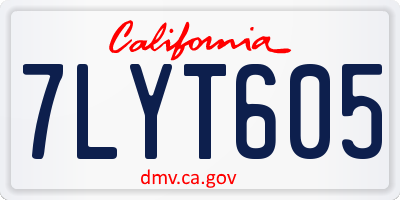 CA license plate 7LYT605
