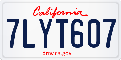CA license plate 7LYT607
