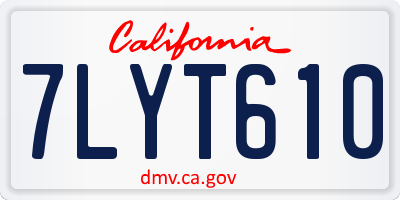 CA license plate 7LYT610