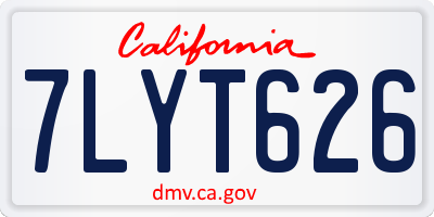 CA license plate 7LYT626