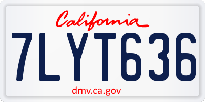 CA license plate 7LYT636