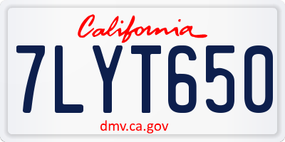 CA license plate 7LYT650