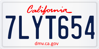 CA license plate 7LYT654