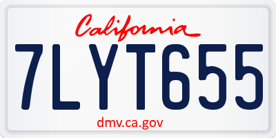CA license plate 7LYT655