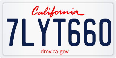 CA license plate 7LYT660