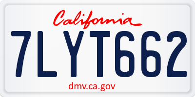 CA license plate 7LYT662