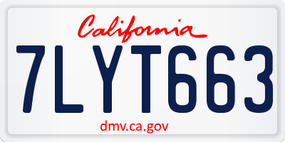 CA license plate 7LYT663