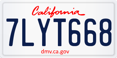 CA license plate 7LYT668