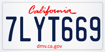 CA license plate 7LYT669