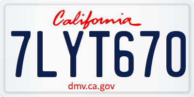 CA license plate 7LYT670
