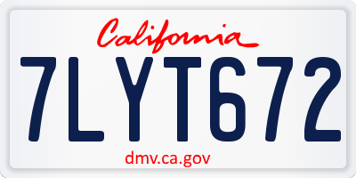 CA license plate 7LYT672