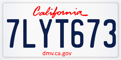 CA license plate 7LYT673