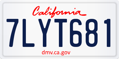 CA license plate 7LYT681