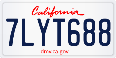 CA license plate 7LYT688