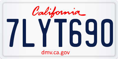 CA license plate 7LYT690