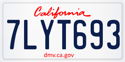 CA license plate 7LYT693