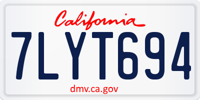 CA license plate 7LYT694