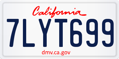 CA license plate 7LYT699