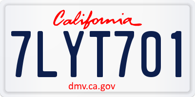 CA license plate 7LYT701