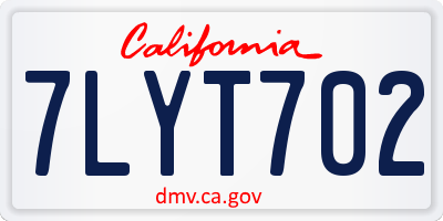 CA license plate 7LYT702