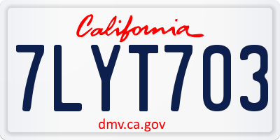 CA license plate 7LYT703
