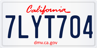 CA license plate 7LYT704