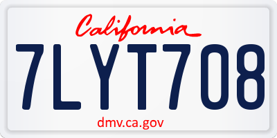 CA license plate 7LYT708