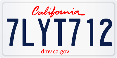 CA license plate 7LYT712
