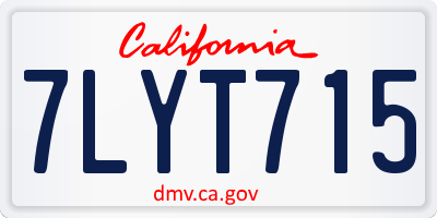 CA license plate 7LYT715
