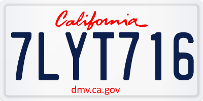 CA license plate 7LYT716