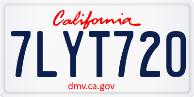 CA license plate 7LYT720