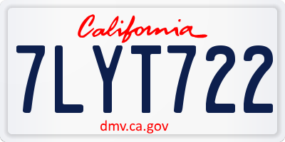 CA license plate 7LYT722
