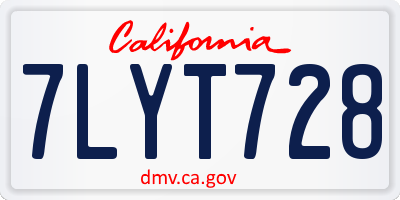 CA license plate 7LYT728