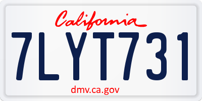 CA license plate 7LYT731
