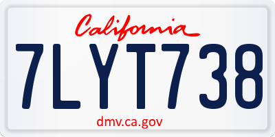CA license plate 7LYT738