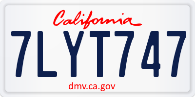 CA license plate 7LYT747