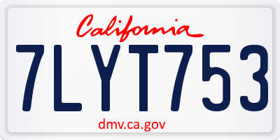 CA license plate 7LYT753
