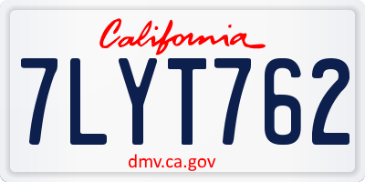 CA license plate 7LYT762