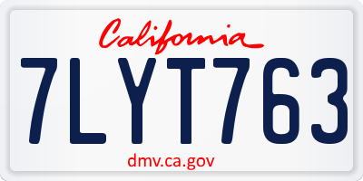 CA license plate 7LYT763